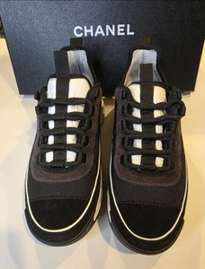 Chanel Fabric, Suede, and Calfskin Sneakers - Black and White- Size 5.5 US 2022 - Picture 1 of 10