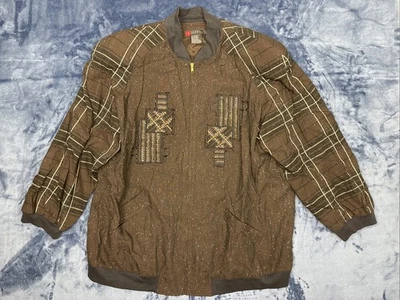 IB Diffusion Jacket Size 20 Vintage 90's Black Brown Plaid Beaded Zipper - Image 1 of 4