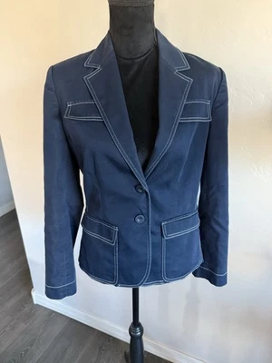 Blazer Worthington elástico azul marino preppy con costuras blancas. Talla 4 Foto 1 de 4