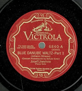LHEVINNE, Josef, piano. STRAUSS-Evler. Blue Danube Waltz. Victor 6840 E++ - Imagen 1 de 1