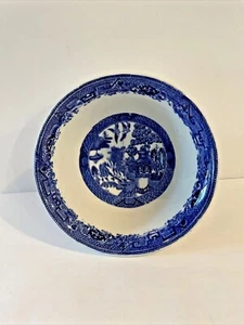 Vintage Blue Willow pestle footed bowl England Stanley Motel? transferware - Picture 1 of 9
