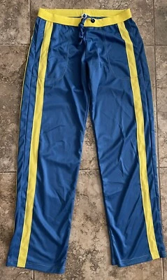 Calça de moletom Wang Jiang azul e amarela poliéster academia tamanho grande ou masculina pequena dos EUA  - Imagem 1 de 4