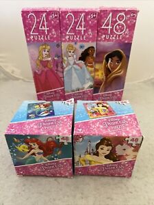 Lot of 5 Disney Princess Puzzles Cardinal 48 Pc And 24pc Ariel Belle Cinderella