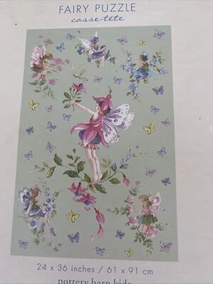 Pottery Barn Kids Fairy Puzzle Flowers 48 Pieces Ages 6 Plus 24x36 USA Box Torn - Image 1 of 4
