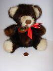 100% BROWN Mink Teddy Bear 1982 Rare original tag ribbon STUFFED ANIMAL 7" BABY