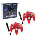 2 Pcs. 5 ft. Clear Red Classic Wired Joypad for N64 Console (Hexir) Controller