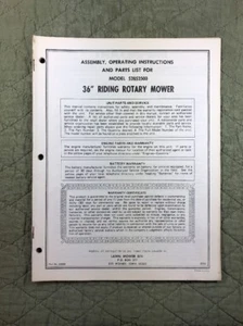 AMF 36" RIDING ROTARY MOWER ASSEMBLY OPERATING INSTR & PARTS LIST MODEL 52852500 - Picture 1 of 7