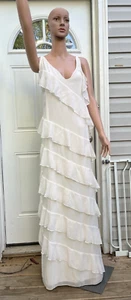 Layered Frill White Maxi Boohoo Dress Sz. 18 60" Long NWT - Picture 1 of 8