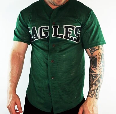 CAMISA DE BÉISBOL HOMBRE MANGA CORTA VERDE MALLA "ÁGUILAS" TALLA MEDIANA Foto 1 de 4