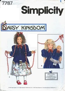 Simplicity 7787 Daisy Kingdom Girls & Dolls Dress Sewing Pattern Uncut 5 6 7 8 - Picture 1 of 2