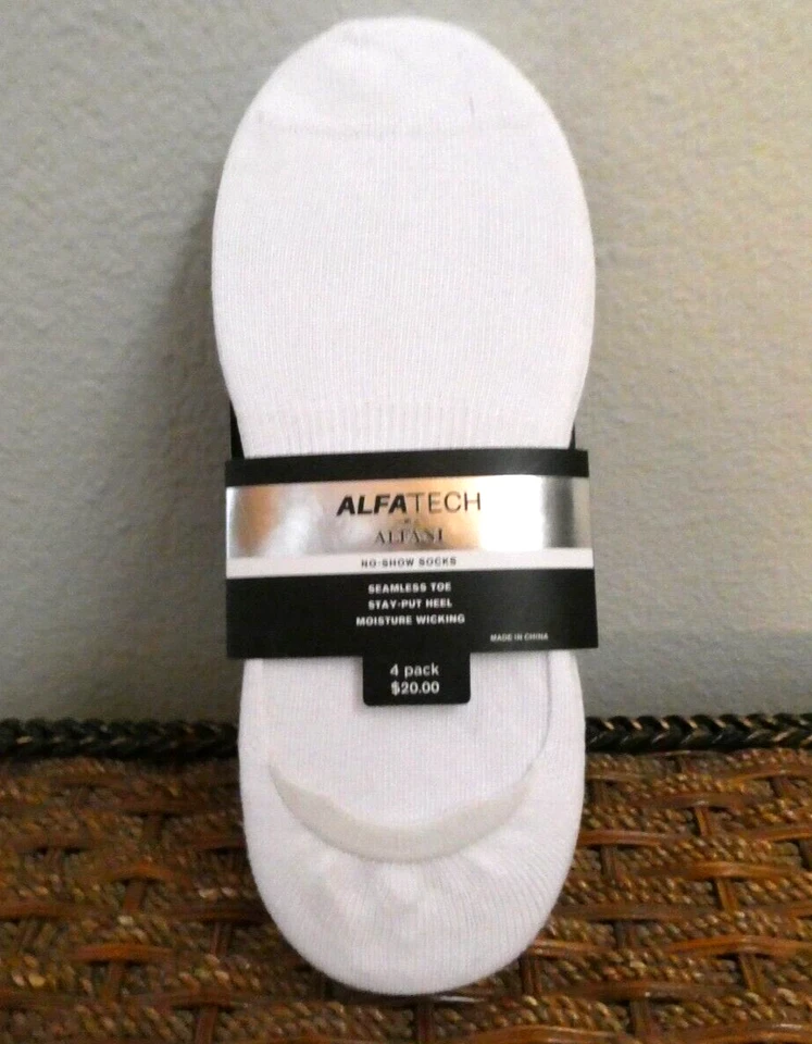 OFERTA! Calcetines Alfa Tech Alfani para hombre talla 10-13 4 pares blancos corte bajo no show Foto 1 de 4
