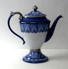 Ornate Cobalt Blue Chrome Glazed Bombay Large Lidded Tea Pot Pitcher China1990’s