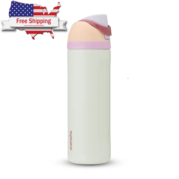 Owala FreeSip Stainless Steel Insulated Water Bottle, 24oz, Coastal Mist.