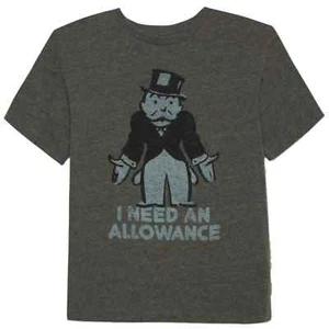 Boys Gray Family Game Night Mr Monopoly T-Shirt I Need An Allowance Shirt - Picture 1 of 1