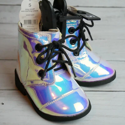 Botas de iridescência Wonder Nation para meninas/crianças tamanho 5 com zíperes/laços - Imagem 1 de 4