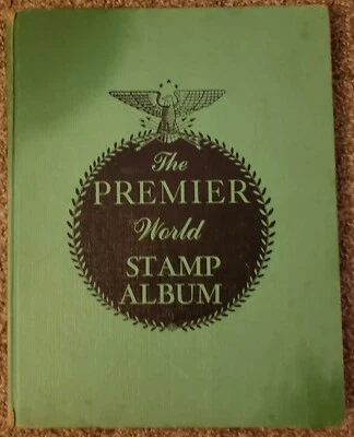 1959 Premier World Stamp Album Grossman com várias dezenas de selos muito antigos - Imagem 1 de 4
