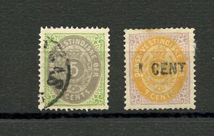 KMC4076-Danish West Indies #8 Used, #14 M,H, small stain on top, FVF,CV$120.00 - Picture 1 of 2