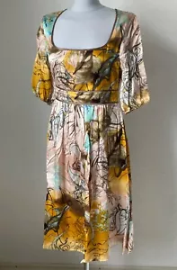 Alba Moda Kleid Gr. 38 100% Seide beige braun gemustert Neu ohne Etikett - Bild 1 von 15