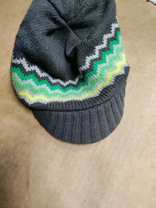 GYMBOREE ICE ALL-STAR Fair Isle Bill Sweater Hat L ) Gray Green Yellow - Picture 1 of 5