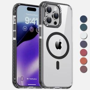 Coque Etui Antichoc Pour iPhone 15 Pro Max 14 Magsafe Aimant Dur Slim Case Cover - Photo 1 sur 22