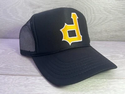 全新 UPSIDE PITTSBURGH P 黑色帽子 5 面板高冠卡车司机小背包 复古 — 第 1/2 张图片