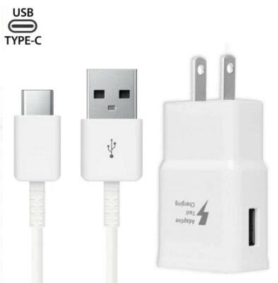 Fast Wall + Charger USB Type C Cable For Samsung Galaxy A01 A21 A51 A71 White - Image 1 of 4