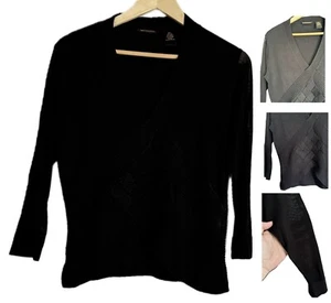 Missoni Women Silk Top Sz Large Black 3/4 Sleeve Quiet Luxury Modern Minimalist - Picture 1 of 9