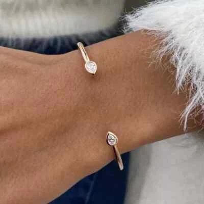 Lab Created Diamond 3Ct Pear Cut 7" Tennis Bracelet 14K Rose Gold Plated Women's - Image 1 of 4