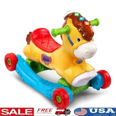 Poni de aprendizaje interactivo 2 en 1 caballo mecedor juguete para niños pequeños sonidos luces Foto 1 de 4