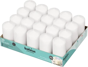 Set of 20 White Pillar Candles - 2X4 Inch Unscented Candle Set - Dripless Clean - Picture 1 of 12