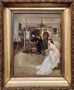 Albert Jean Adolphe - Aktmodell in Paris Künstleratelier - 1898 Ölgemälde - Bild 1 von 12