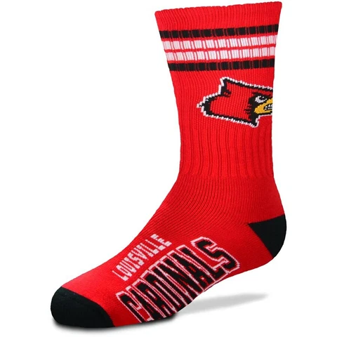 Louisville Cardinals Deuce 4 Stripe Crew Socks Cover