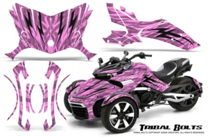 CAN-AM BRP SPYDER F3 GRAPHICS KIT CREATORX DECALS TRIBAL BOLTS PINK LITE - Picture 1 of 1