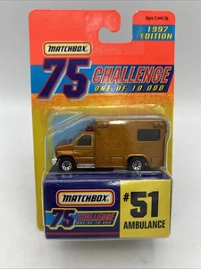 1997 Matchbox 75 Challenge #51 Ambulance (Gold) - Picture 1 of 4
