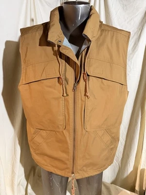 VINTAGE Eddie Bauer Vest Mens Large Brown Safari Cotton NICE!  hunting fishing - Image 1 of 4