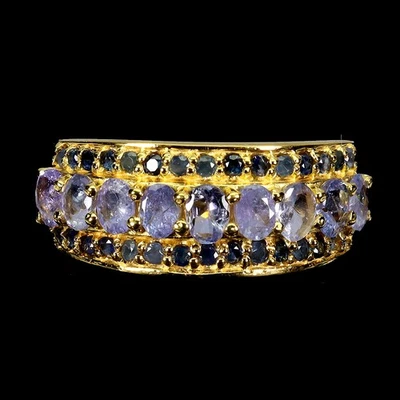 925 Sterling Silver Ring Oval Tanzanite 4x3mm Sapphire Gemstone Jewelry Size 9 Foto 1 de 4