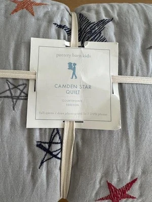 Pottery Barn Kids Multi Colors Stars Gray Camden Stars Full / Queen Quilt NWT - Image 1 of 4