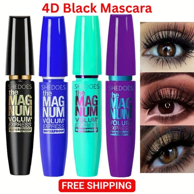 4D Black Mascara Waterproof Thick Long Curl Volume Fiber Lash Makeup Beauty Tool - Image 1 of 4