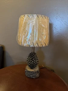Rustic Log Cabin Decor Pine Cone And Wood Table Lamp - Picture 1 of 5