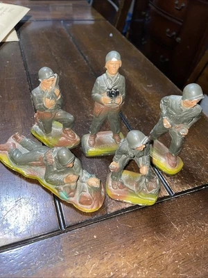 J.H. Lote de 6 FIGURAS MILLER AÑOS 50 CHALKWARE EJÉRCITO DE EE. UU. SEGUNDA GUERRA MUNDIAL Foto 1 de 4