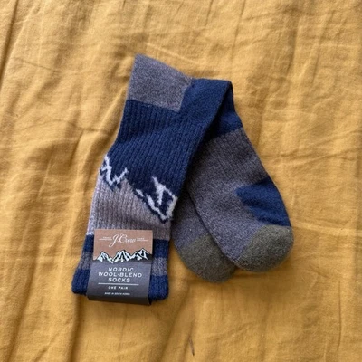 Calcetines de mezcla de lana J.Crew para hombre un par de botas nórdicas Fair Isle estilo senderismo nuevos con etiquetas Foto 1 de 4