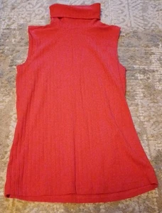 Rotes Damen Rollkragen T Shirt ohne Arme Größe M Rippoptik - Bild 1 von 1
