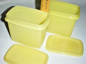 TUPPERWARE Freezer /Refrigerator "Shelf Saver" Food Containers #1243 YELLOW (2) - Picture 1 of 3