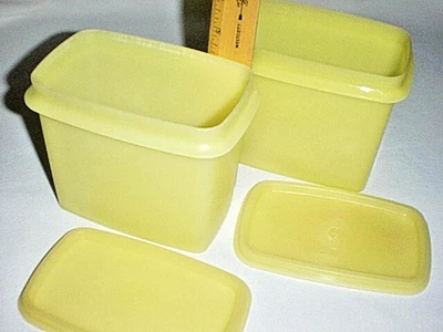 TUPPERWARE Freezer /Refrigerator "Shelf Saver" Food Containers #1243 YELLOW (2) - Image 1 of 3