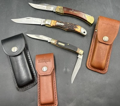 Lot Of 3 Schrade Pocket Knives & Limited Edition USA Blades. Uncle Henry - Image 1 of 4