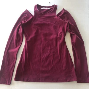 Susana Monaco Purple Cold Shoulder Long Sleeve Top Sz S A123 - Picture 1 of 5