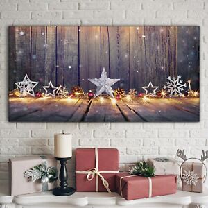 Canvas Picture Print Decor Gift Christmas Stars Lights Snowflakes 100x50