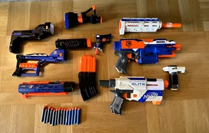 NERF Gun 3 blaster set + custom attachments (Stryfe, retaliator, Jolt) + Darts - Bild 1 von 7