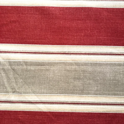 Country Club Ticking Stripes Waverly Red Tan Stripe Cotton Decor Fabric 1.4 Y #9 - Image 1 of 4