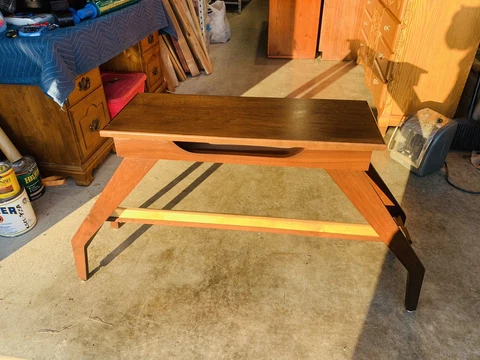Beautiful  Mid Century Modern T & P Specialties Walnut Sculptural Organ Bench Cover